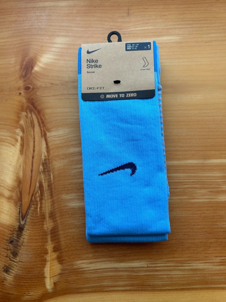 NIKE Strike KNEE HIGH SOCKS soccer CUSHIONED Dri-Fit Blue, Youth Women Men