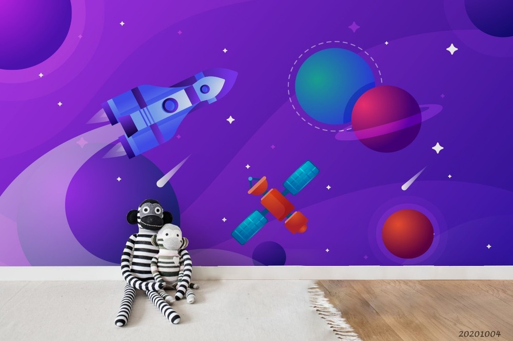 3D Space Planet Rocket Illustration Wall Murals Wallpaper Murals Wall Sticker 14