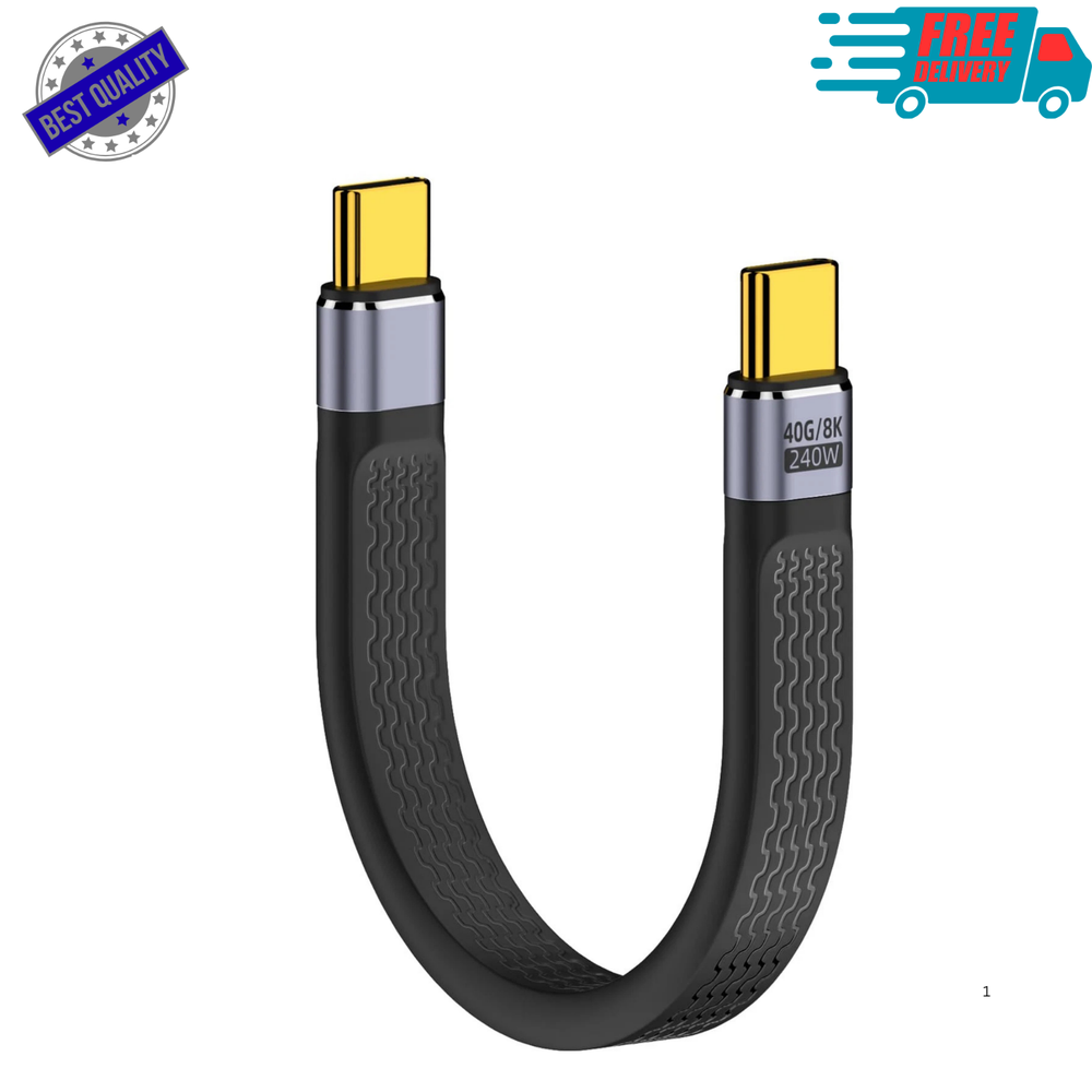 Short USB C to C Cable 5.3in 240W Fast Charge 40Gbps Data 8K Video USB4 Cord