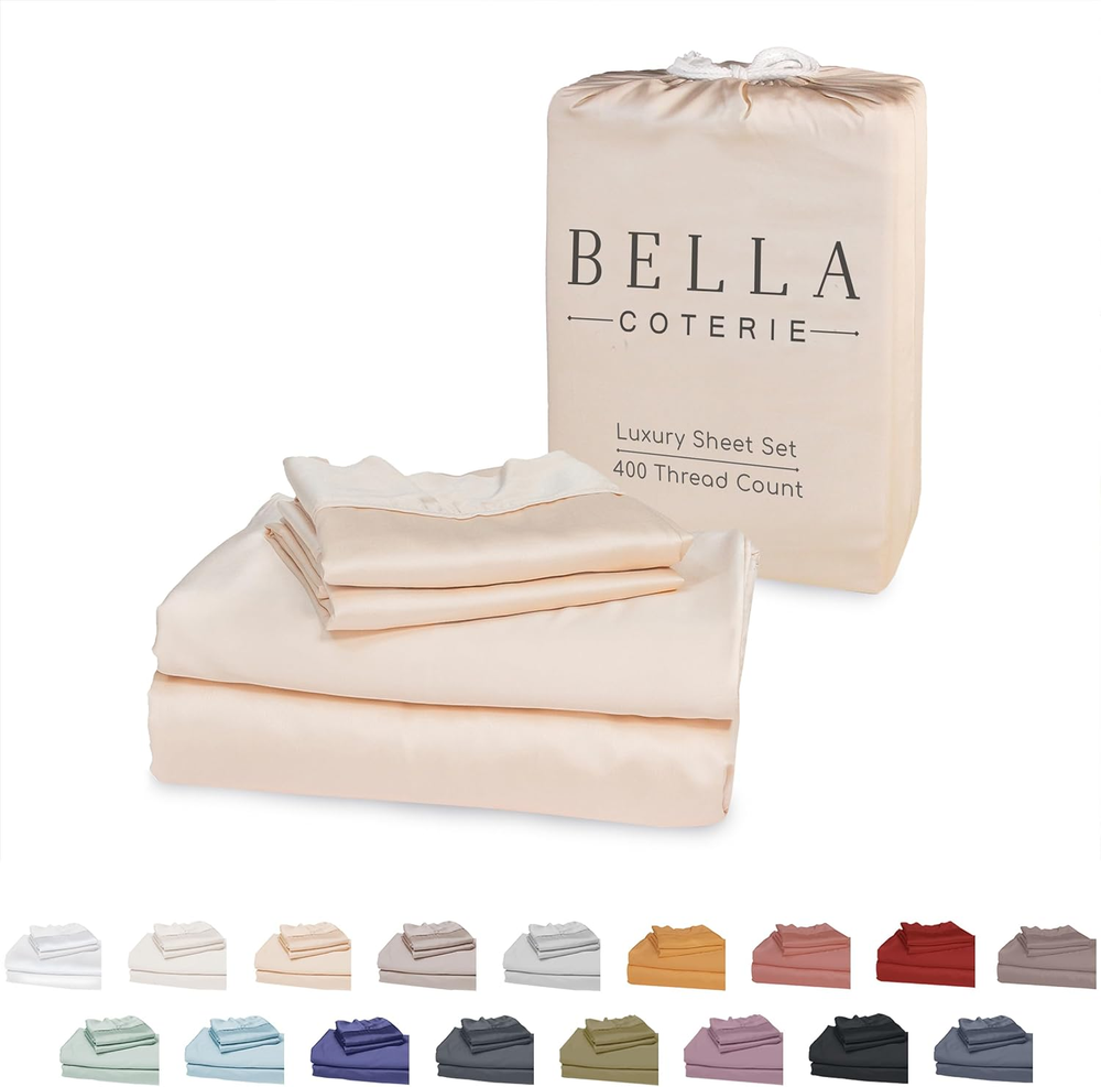 Luxury 100% Organic Bamboo Viscose Queen Sheet Set - Ultra Soft & Breathable