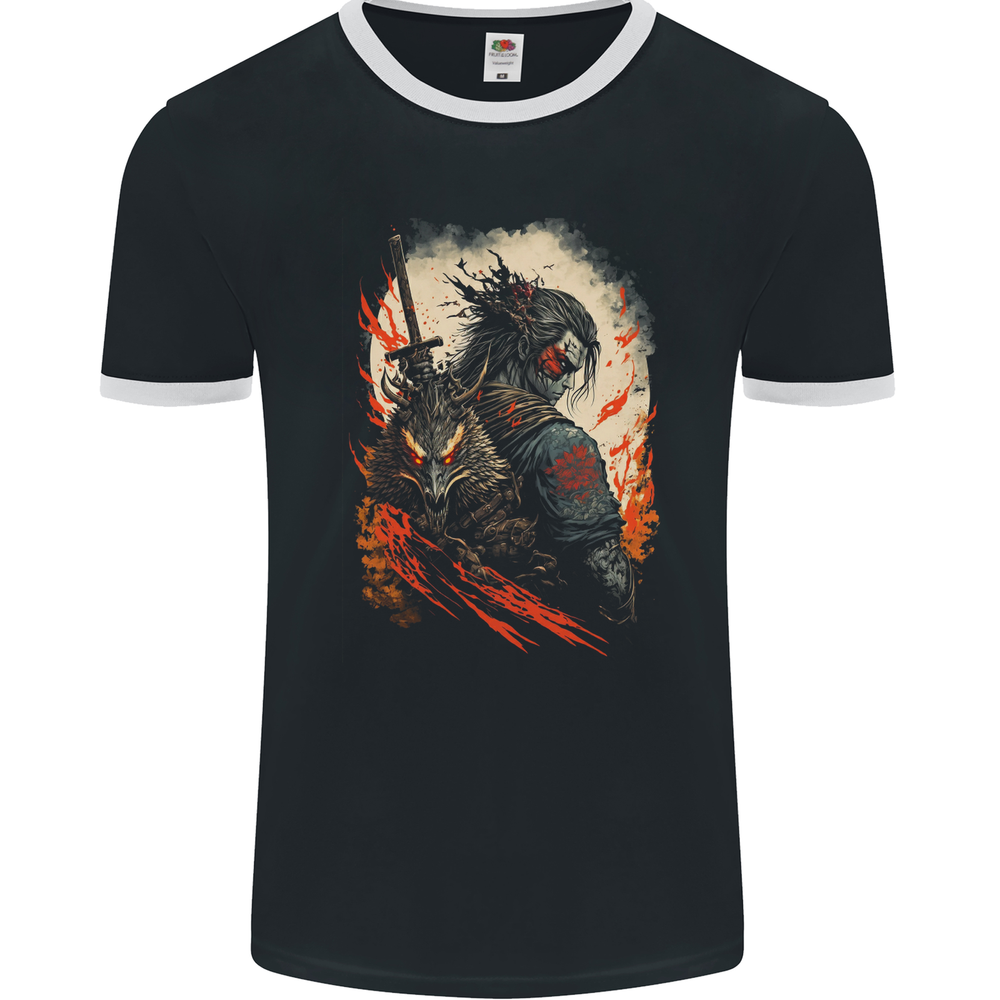 Dark Samurai Fantasy Warrior Mens Ringer T-Shirt FotL