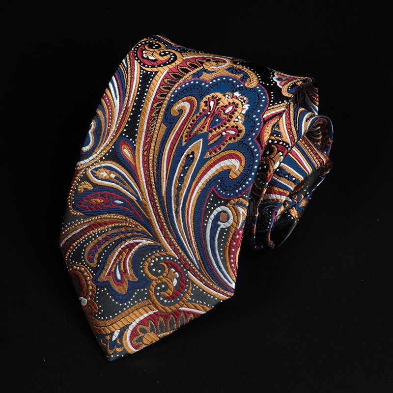 New Paisley Jacquard Men's Tie Brown Woven Necktie Party Gentleman with Gift Box