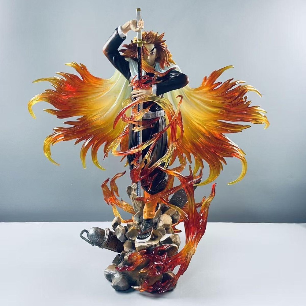 30cm Demon Slayer Rengoku Kyoujurou Figure Pvc Anime Statue Model Collection Gif