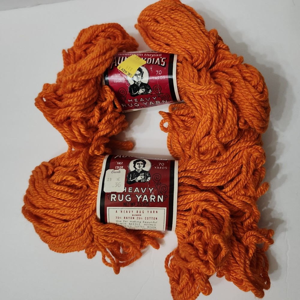 Aunt Lydia’s Heavy Rug Yarn Skein 224 Bongo 315 Tangerine Lot of 2 Orange 2.5 Oz