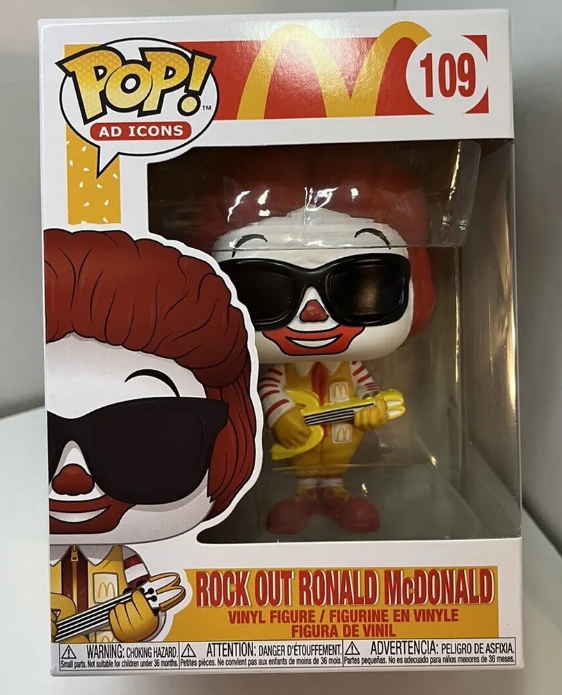 Funko Pop! Rock Out Ronald McDonald Figure #109 McDonalds Ad Icon With Protector