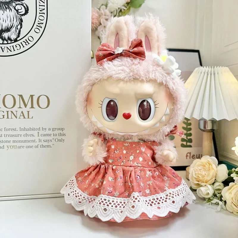 38cm Labubu Plush Dolls Sweetheart Dress Postal Style Sweater Cute Girl Outfit