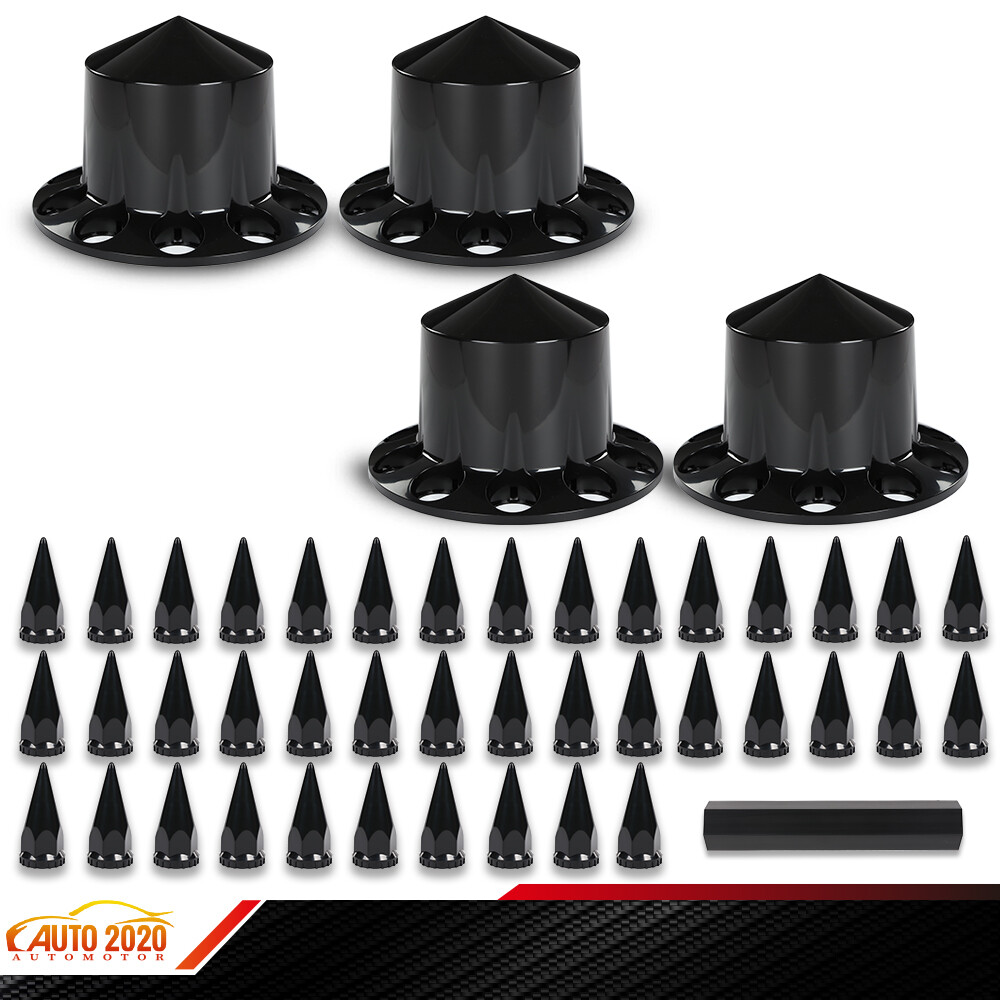 Semi Truck Spiked Wheel Hub Covers for Rear 33mm Nut Removable Cap Set  