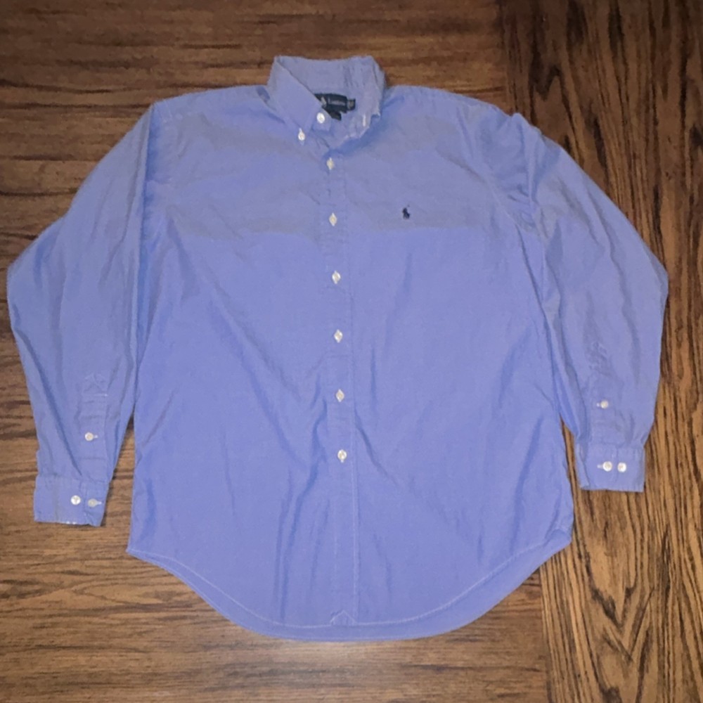 Ralph Lauren Yarmouth 100% Cotton Blue Dress Shirt Button-Down 15.5 34/35