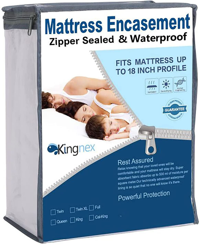 Zippered Twin XL Mattress Protector for College Extra Long Twin Bed Fits 9-12 in