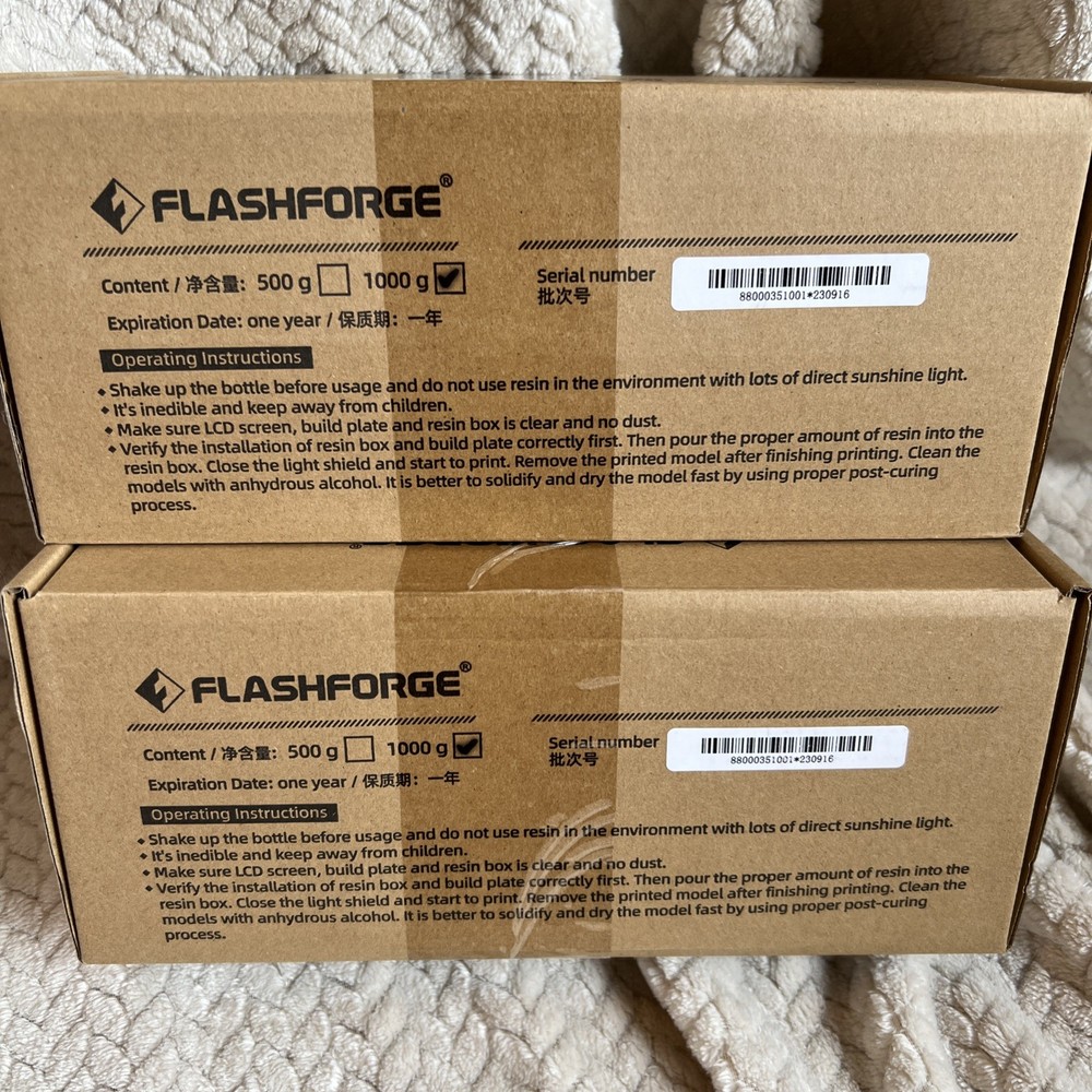 Flashforge ABS-Like Grey Photopolymer Resin 1000g 2-Pack for LCD 3D Printers