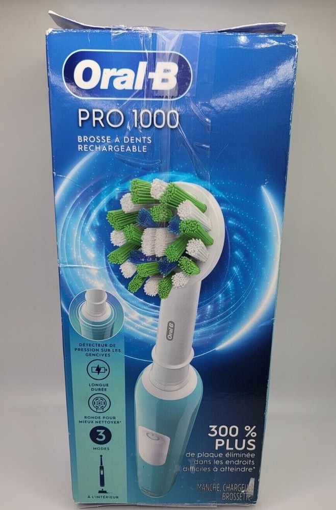 Oral-B Pro 1000 CrossAction Rechargeable Electric Toothbrush - Blue - READ