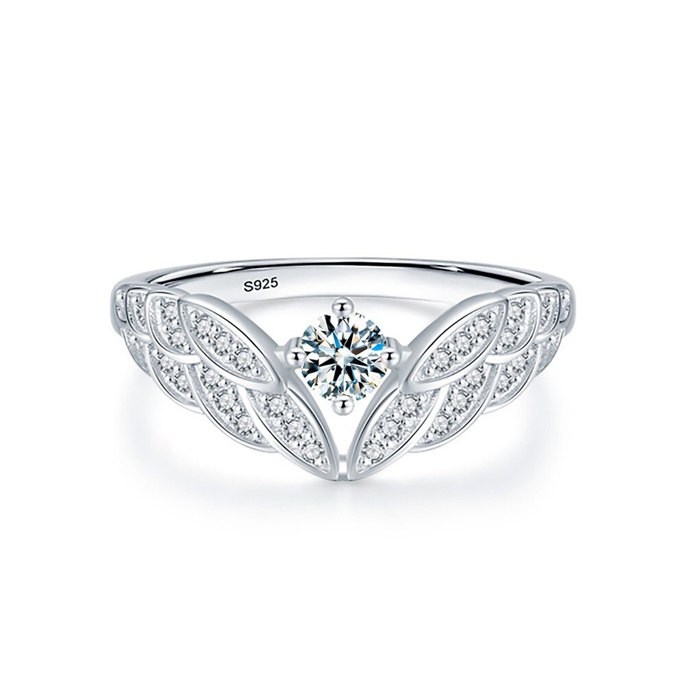 0.3ct Moissanite 4mm Camellia Flower Diamond 925 Solid Silver Engagement Rings