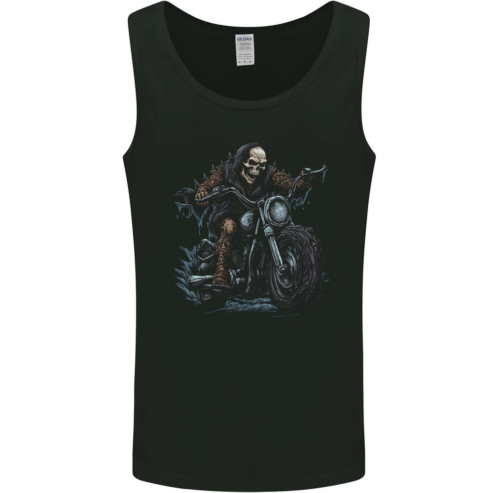 Skull Biker Motorcycle Motorbike Grim Reaper 28 Mens Vest Tank Top