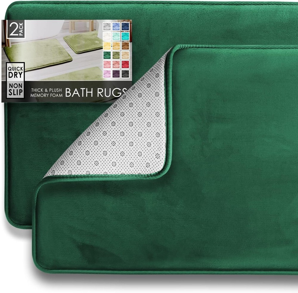 Soft Plush Clara Clark Bath Rug 17x24 in Hunter Green