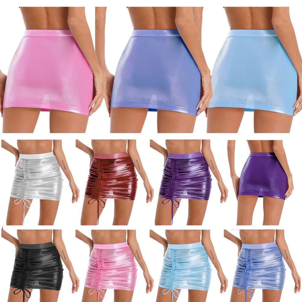 US Women See Through Sheer Package Hip Mini Skirt High Waist Club Skirt Costume