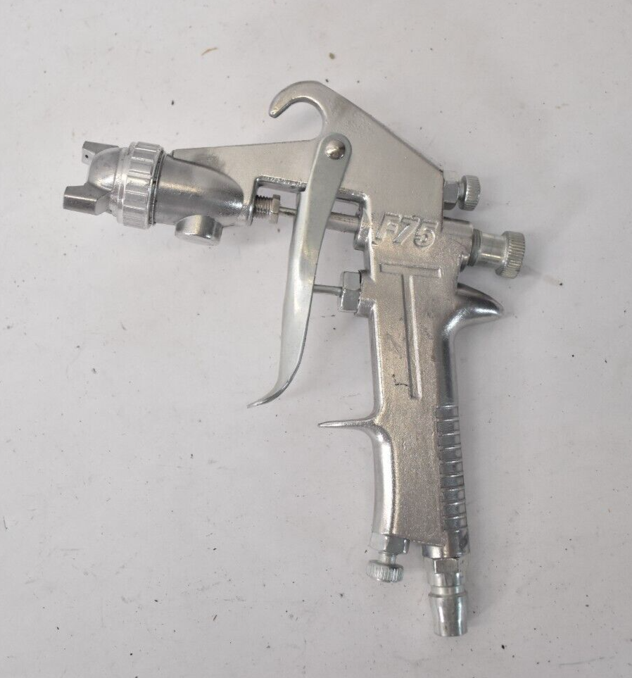 DIY Pneumatic Air Tool Spray Paint Gun Nozzle F75 Silver Finish Unit Replacement