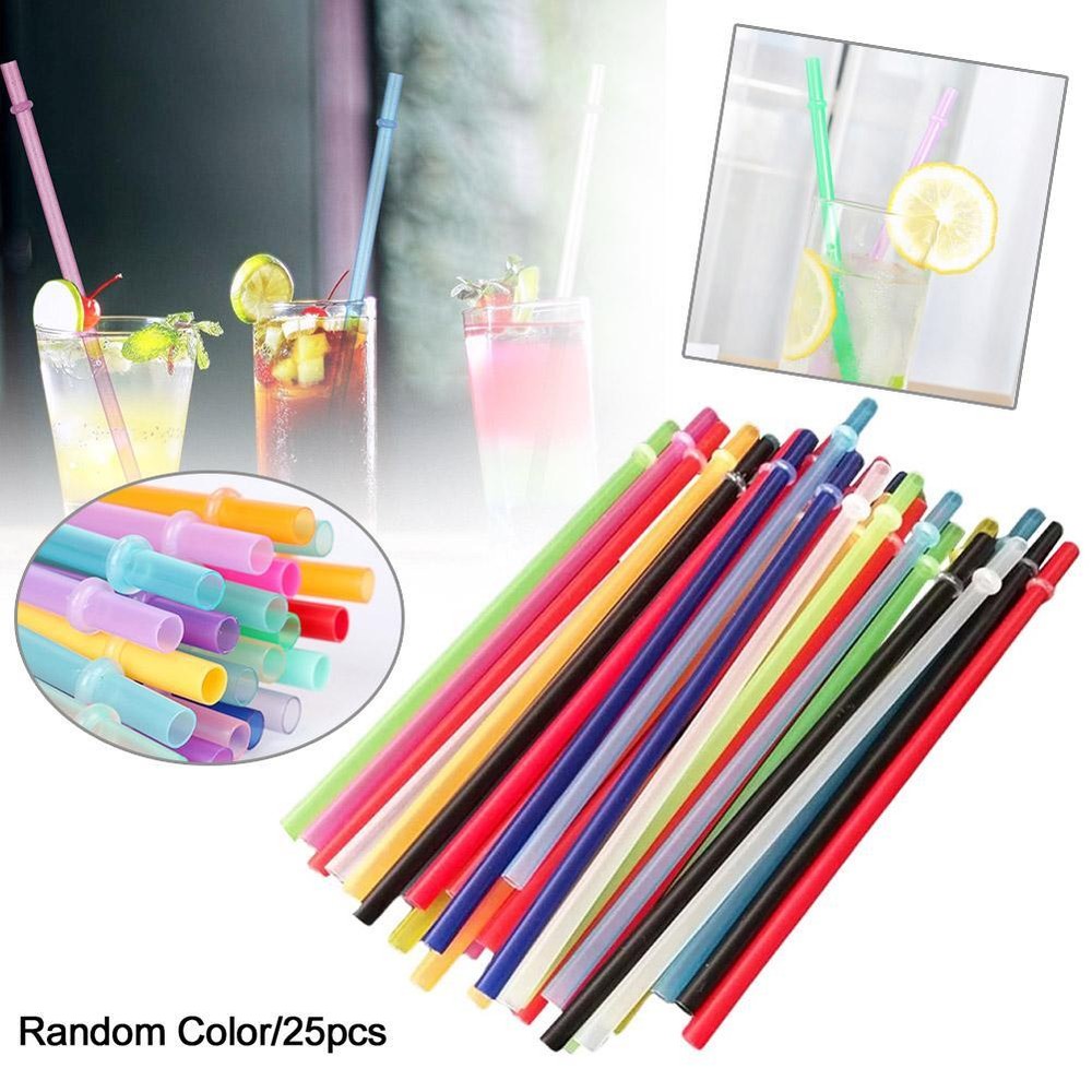 25pcs Plastic Flexible Straws Bendy Mixed Color Drinking Straws' E2J M3L1