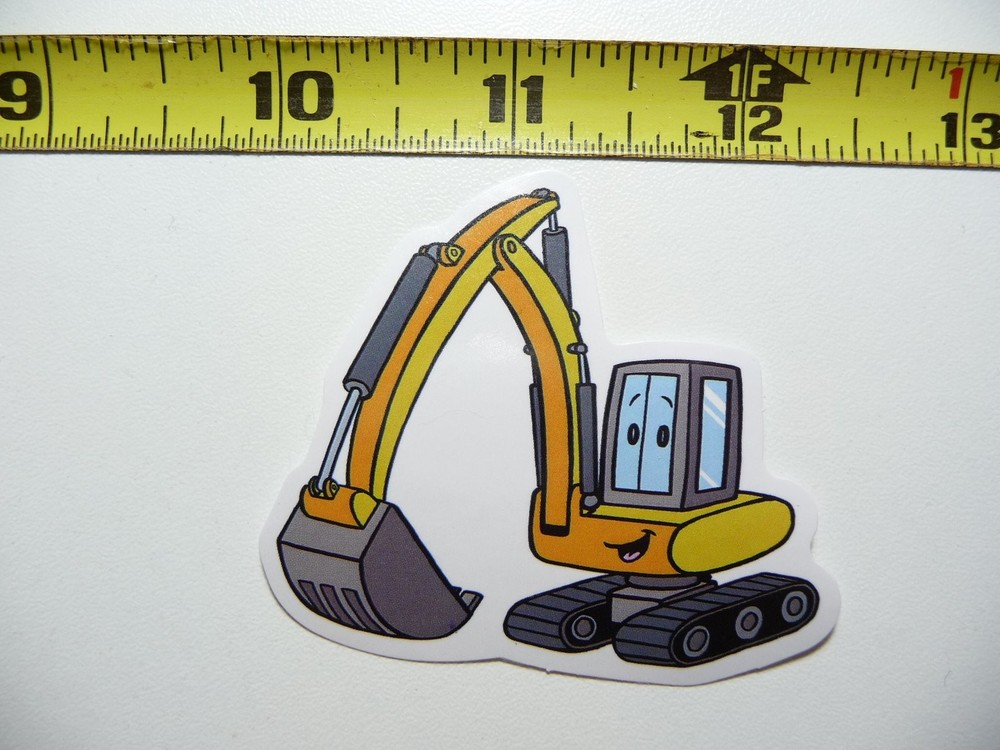 Kids Cartoon Excavator Sticker - Construction Machinery Decal