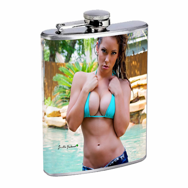 British UK Pin Up Girls D4 Flask 8oz Stainless Steel Hip Drinking Whiskey