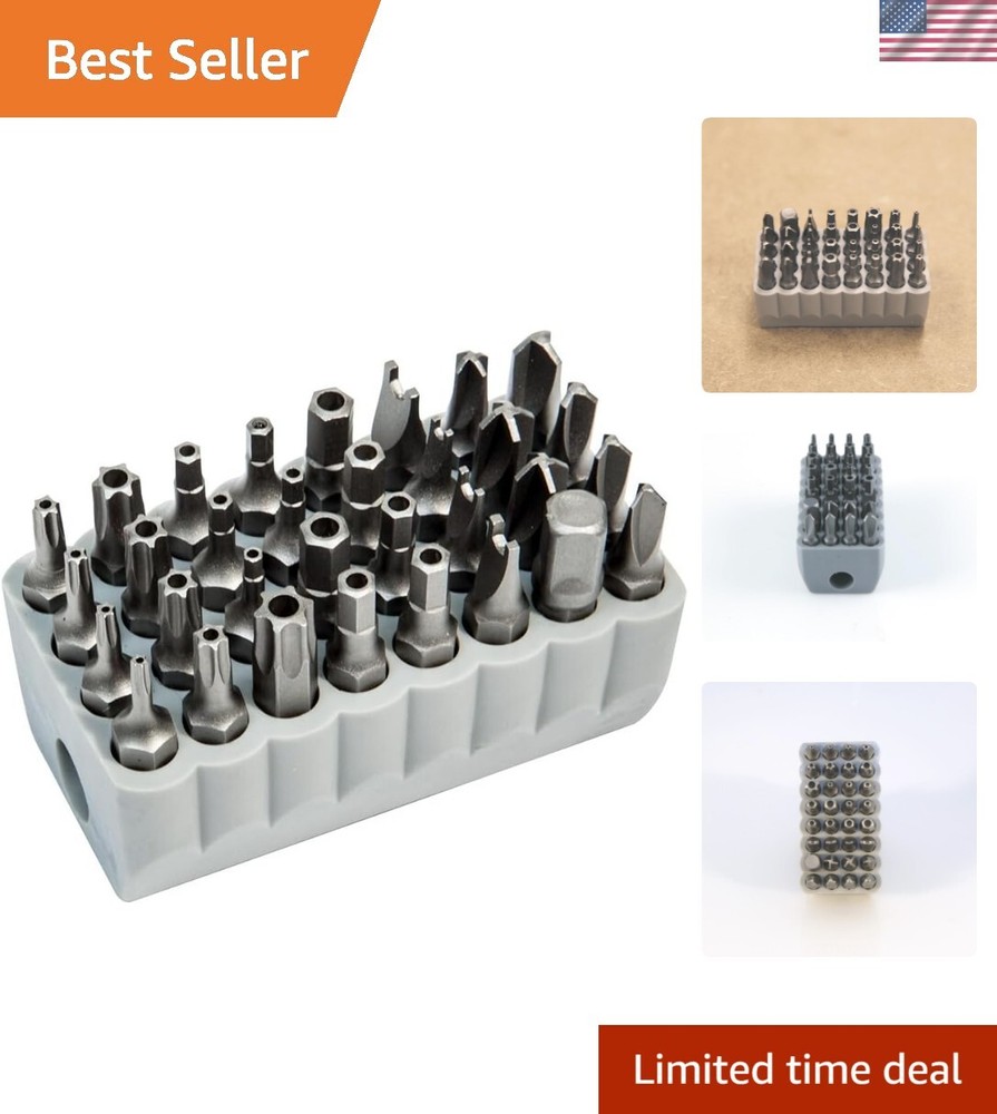 32-Piece Tamperproof Bit Set with Magnetic TORX Hex Triwing Alloy Steel