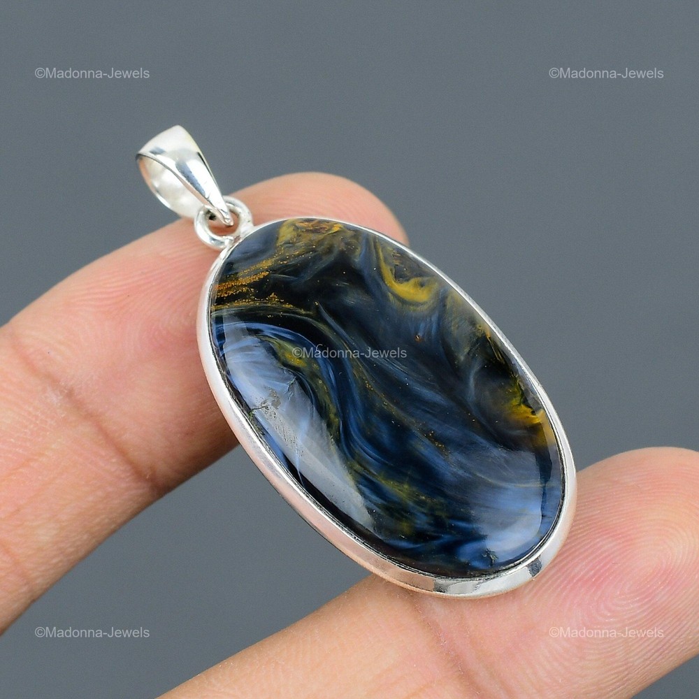 Sterling Silver Oval Pietersite Bezel Pendant for Mother's Day Sale-image