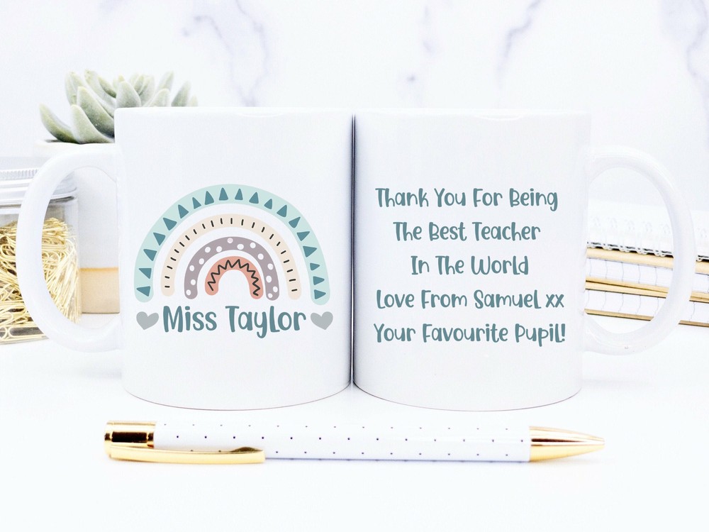 Personalised Teacher Rainbow Mug Teacher Gift School Teacher Mug Best Teacher In