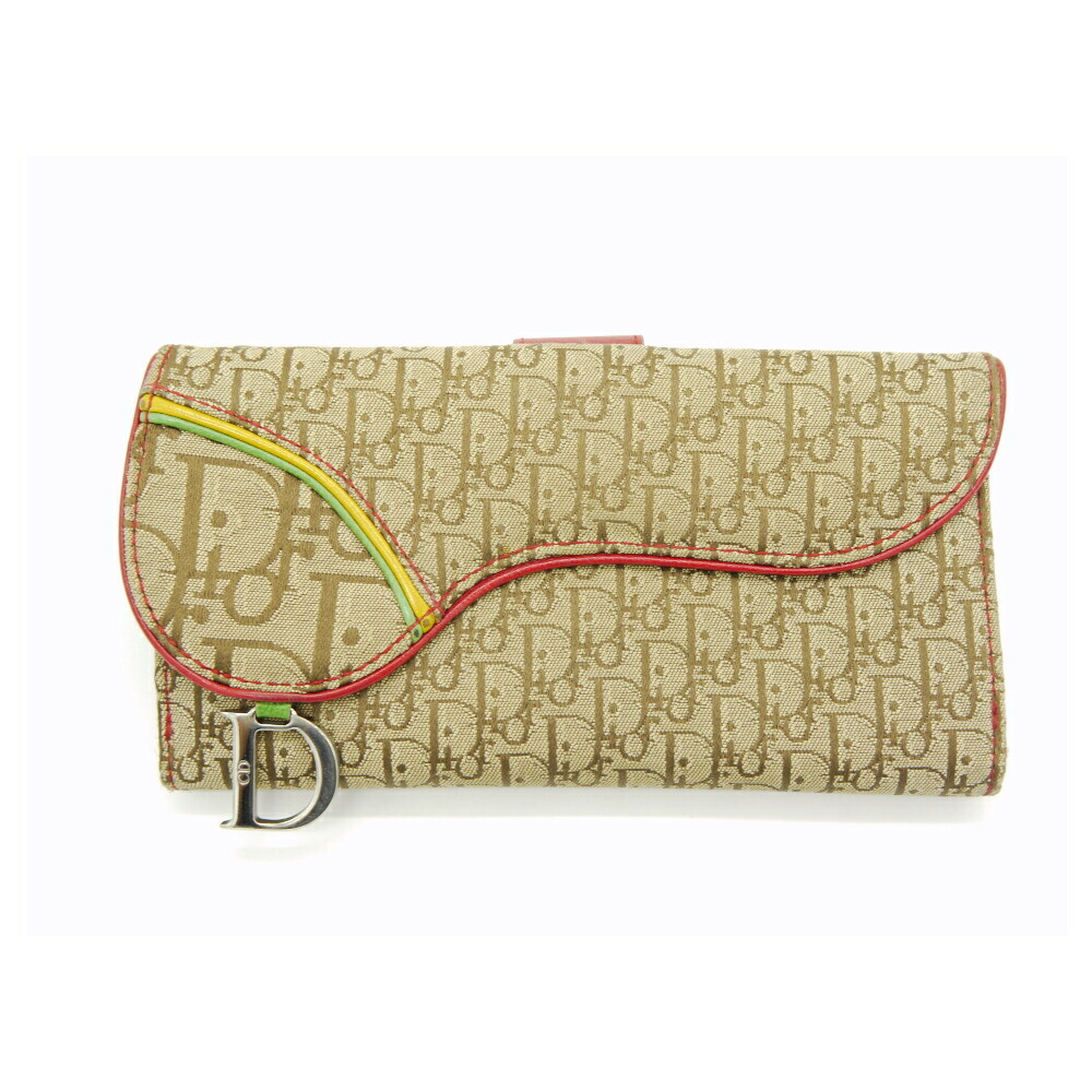 Christian Dior Rasta Trotter Saddle Long Wallet in Brown Canvas Leather