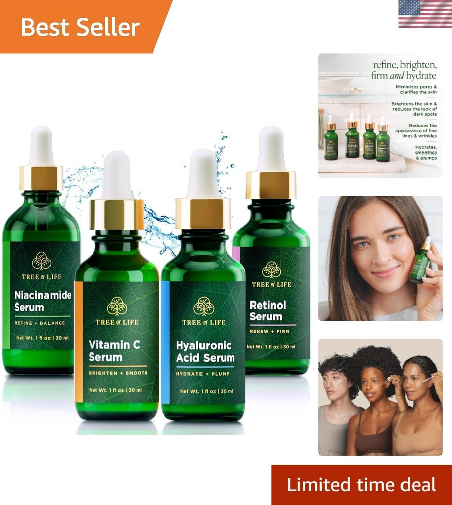 Facial Skin Care Set for Brightening Firming Hydrating Dry Face Dermatologist Approved