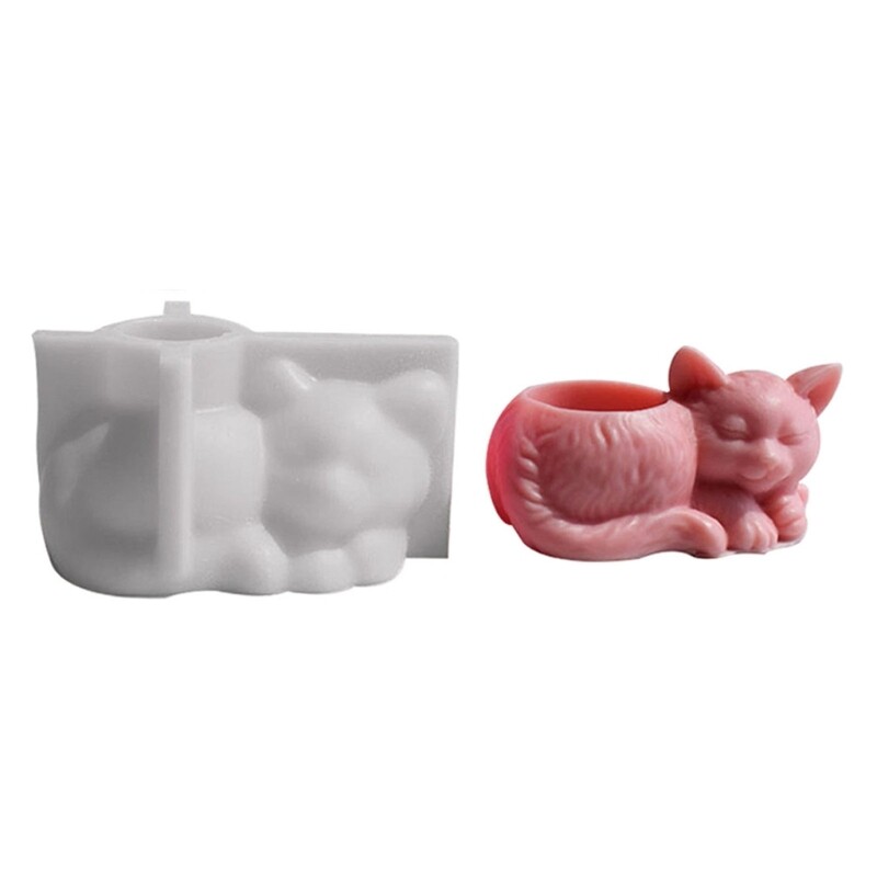 Sleeping Cats Flower Pot Silicone Mold Table Ornaments Mold Epoxy Resin Molds