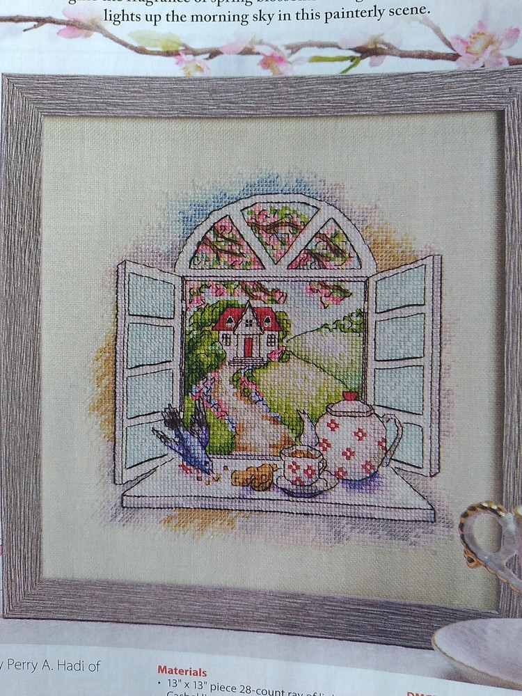 Morning Tea Window View Magazine Cross Stitch Pattern (Q)