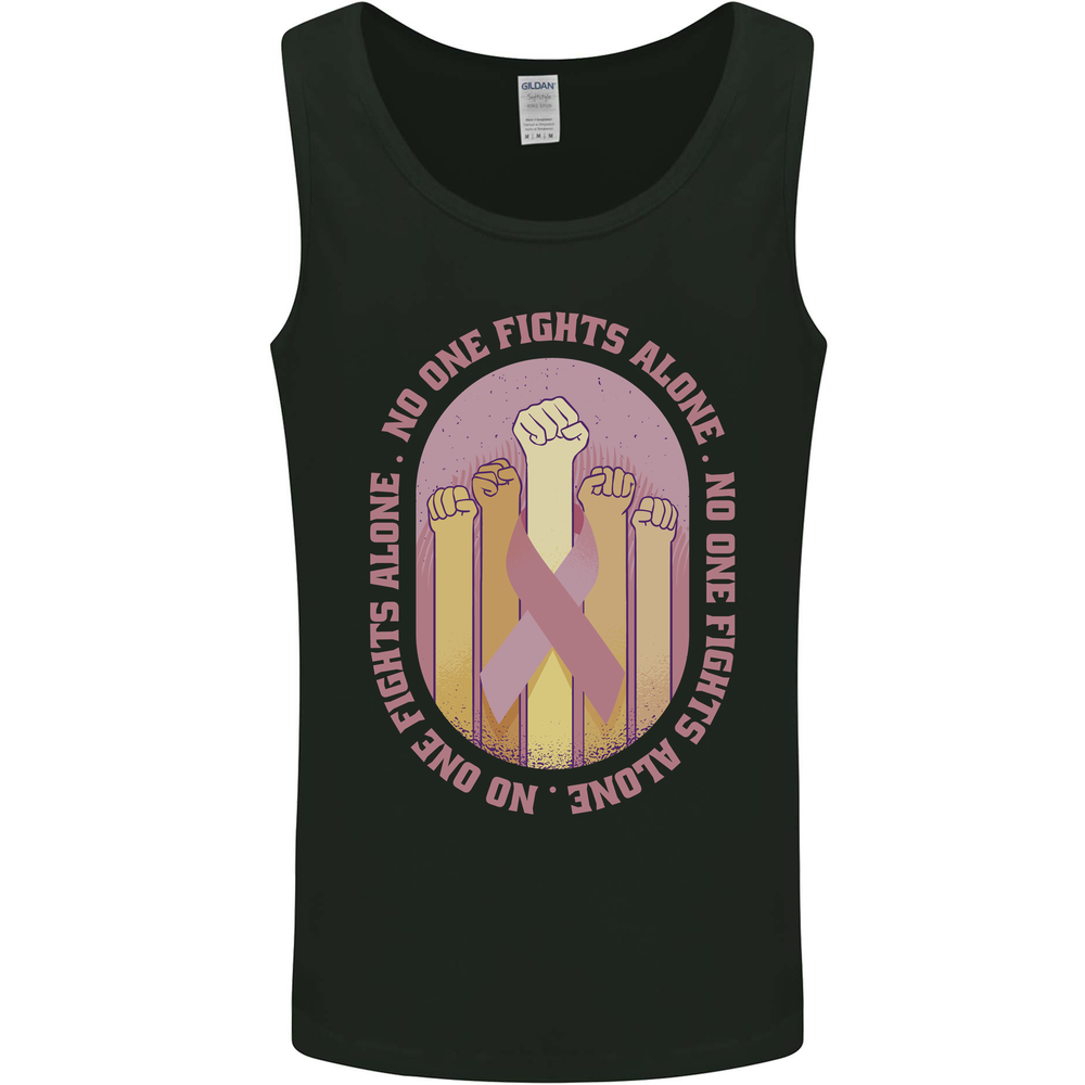 Breast Cancer Awareness Fights Alone Mens Vest Tank Top