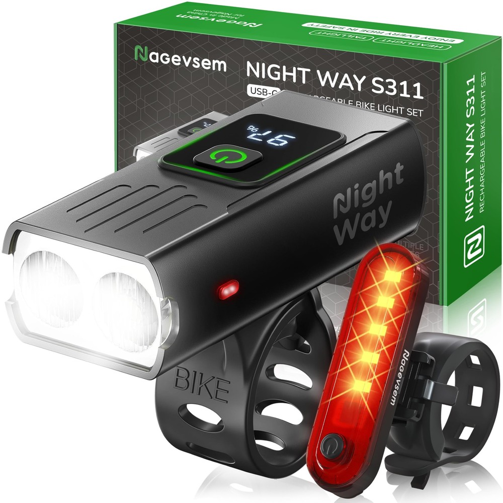 Super Bright USB-C Rechargeable Bike Light Set Front and Back LED