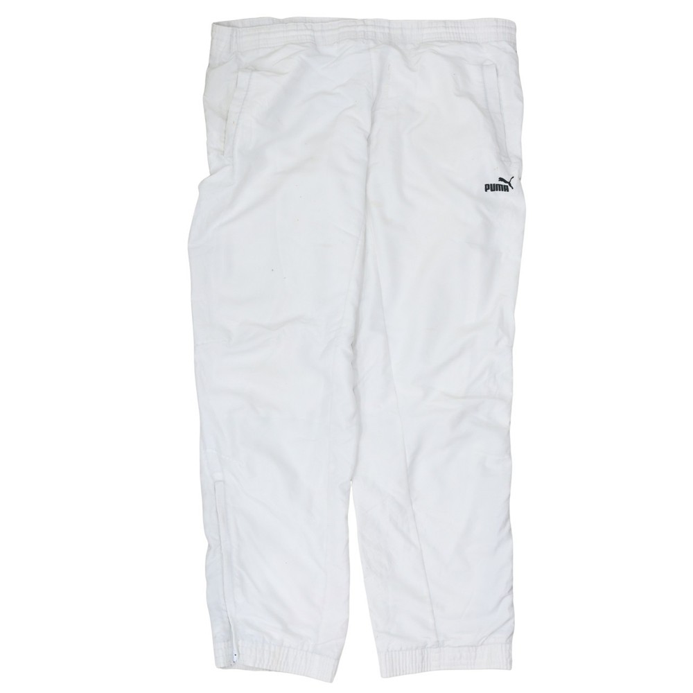 Puma Mens Track Pants White Nylon Elastic Waist Zip Ankle Logo Sport Joggers XXL