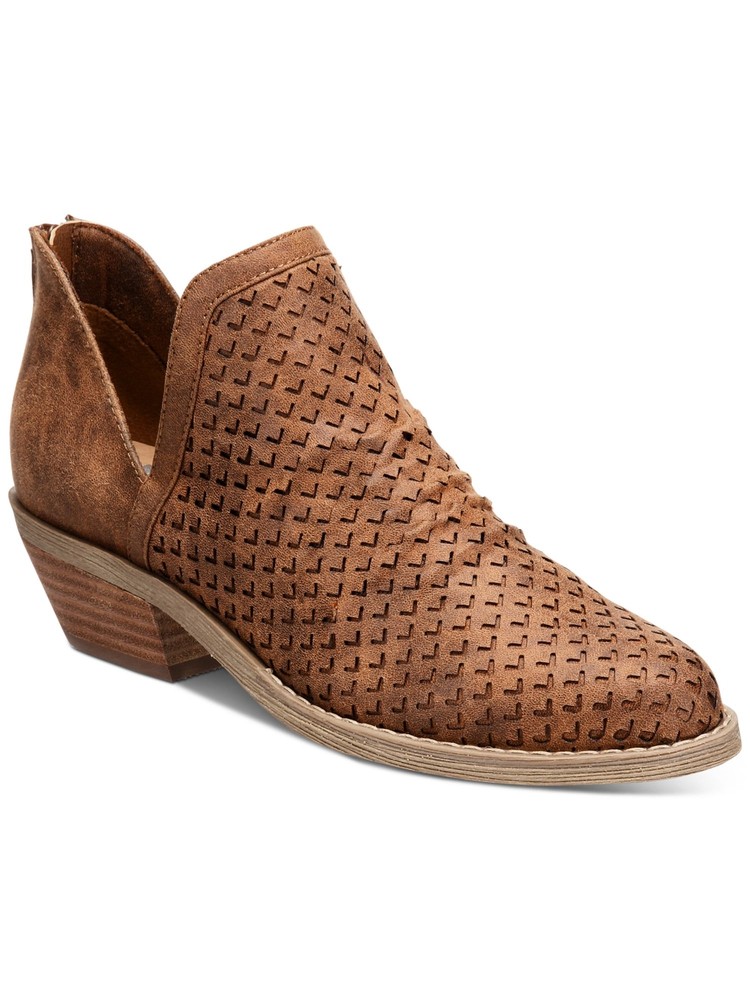 DOLCE VITA Womens Brown V-Notch Cutouts Denzel Round Toe Block Heel Booties 6.5
