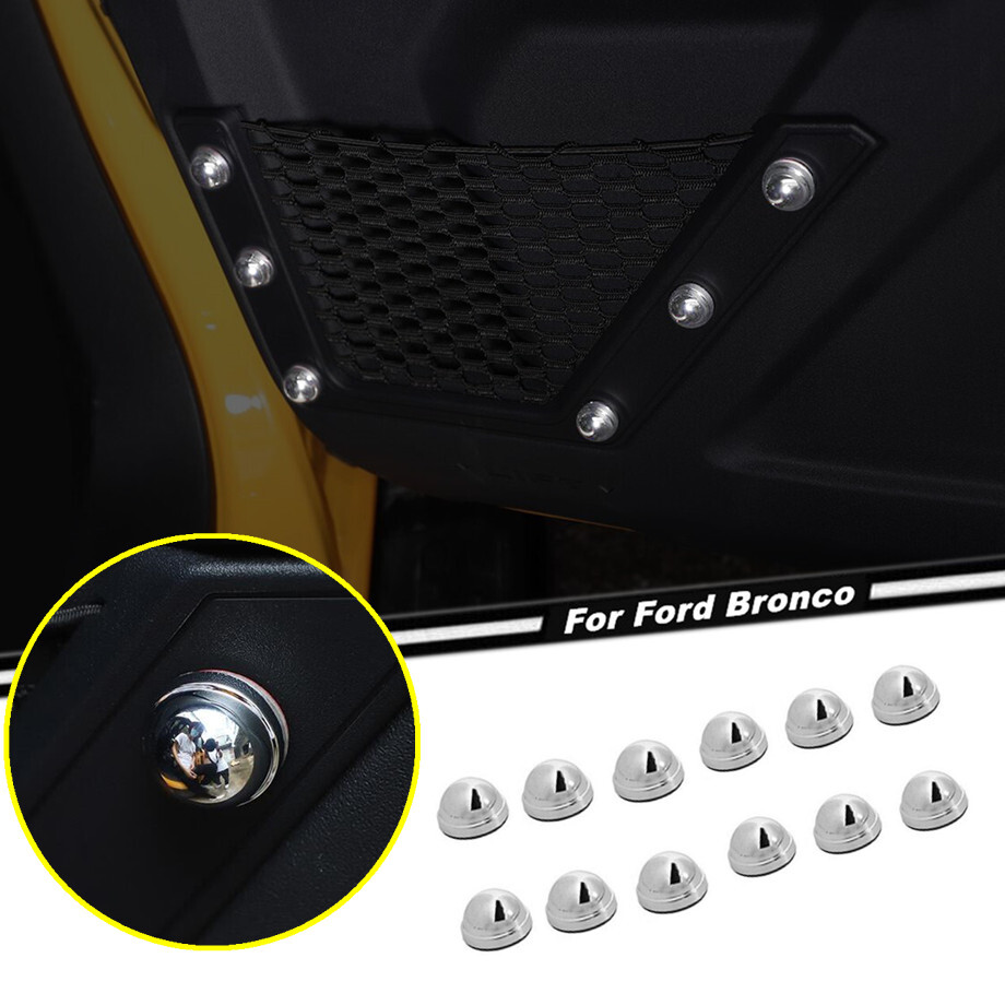 Ford Bronco 21-24 Front Door Storage Net Screw Cover Chrome Accessory