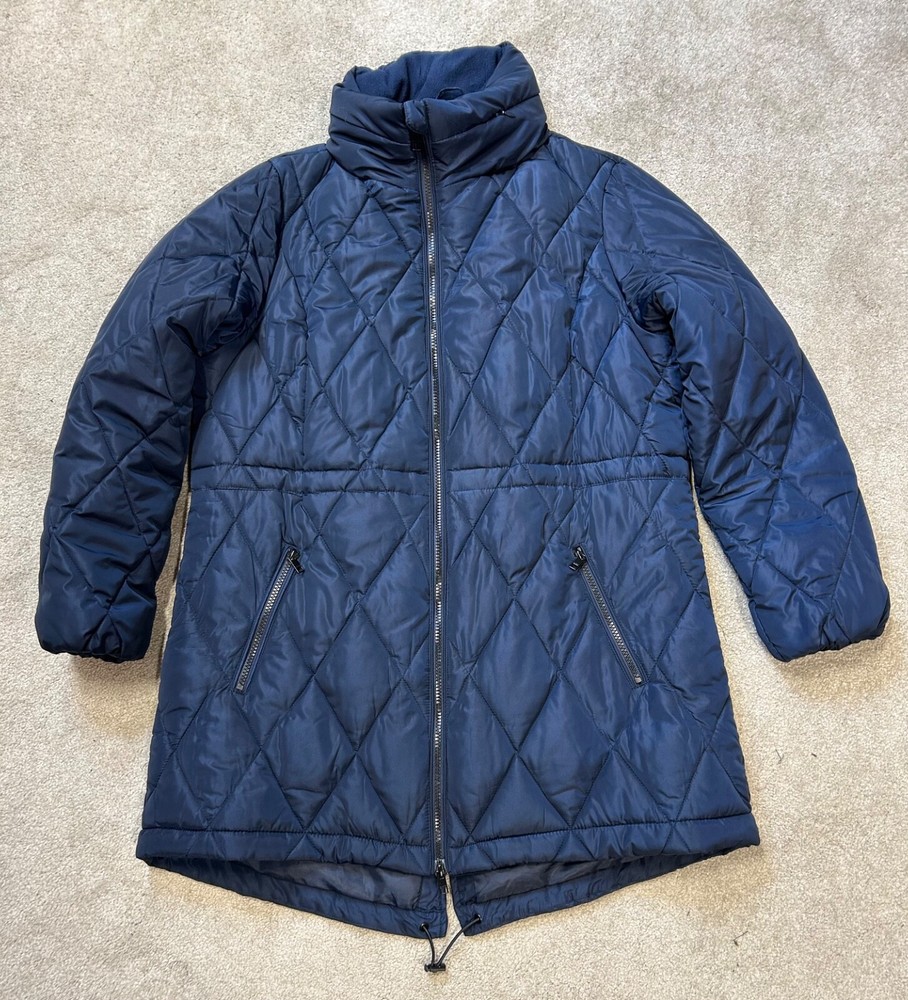 MARKS SPENCER Ladies Coat Blue quilt Padded Hooded zip up Jacket UK Size 16