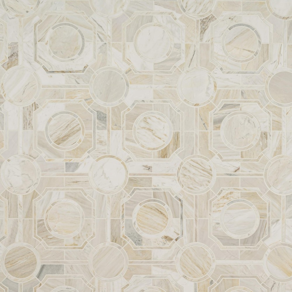 Athena Gold 10 in. x 10 in. Regency Polished Marble Tile for Kitchen Backspla...