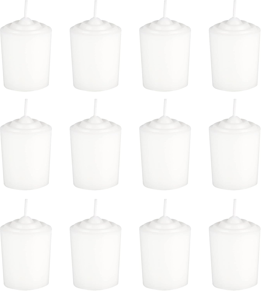 12 Unscented White Votive Candles – Hand-Poured, 15-Hour Burn, 1.5 Inch