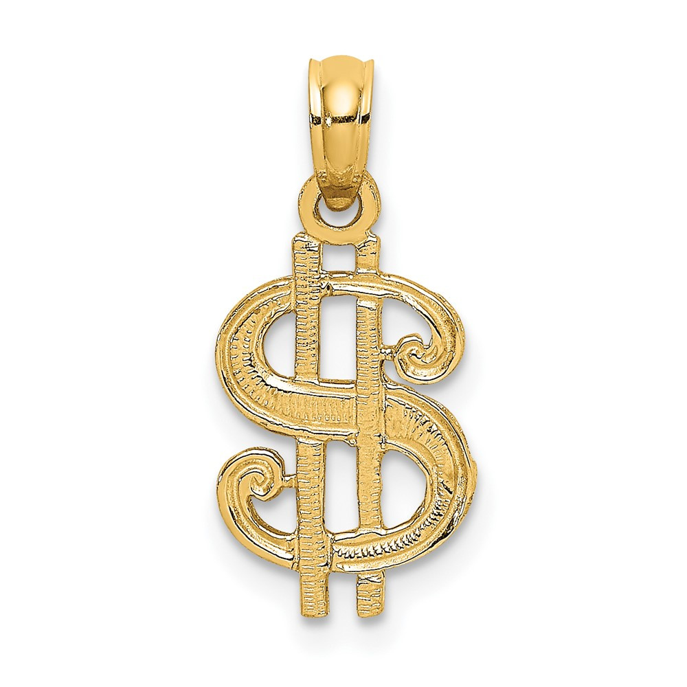 10k Yellow Gold Dollar Sign Charm Pendant 0.66gm L-17.45mm, W-9.3mm