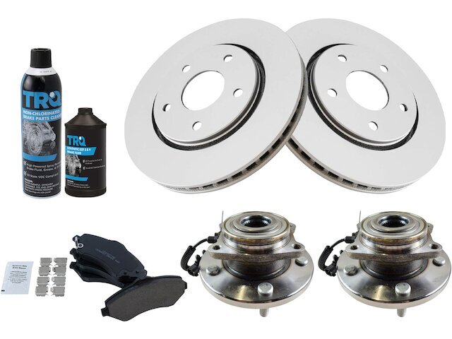 TRQ Front Brake Pad Rotor and Wheel Hub Kit for Ram C/V 2012-2014  69ZHXY  