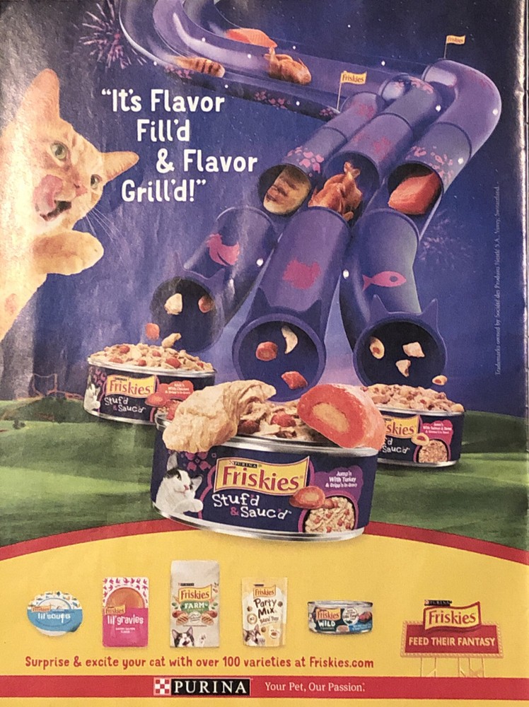 PRINT AD 2021 Friskies Cat Food Stufd & Saucd Flavor Wet Food Feed Their Fantasy