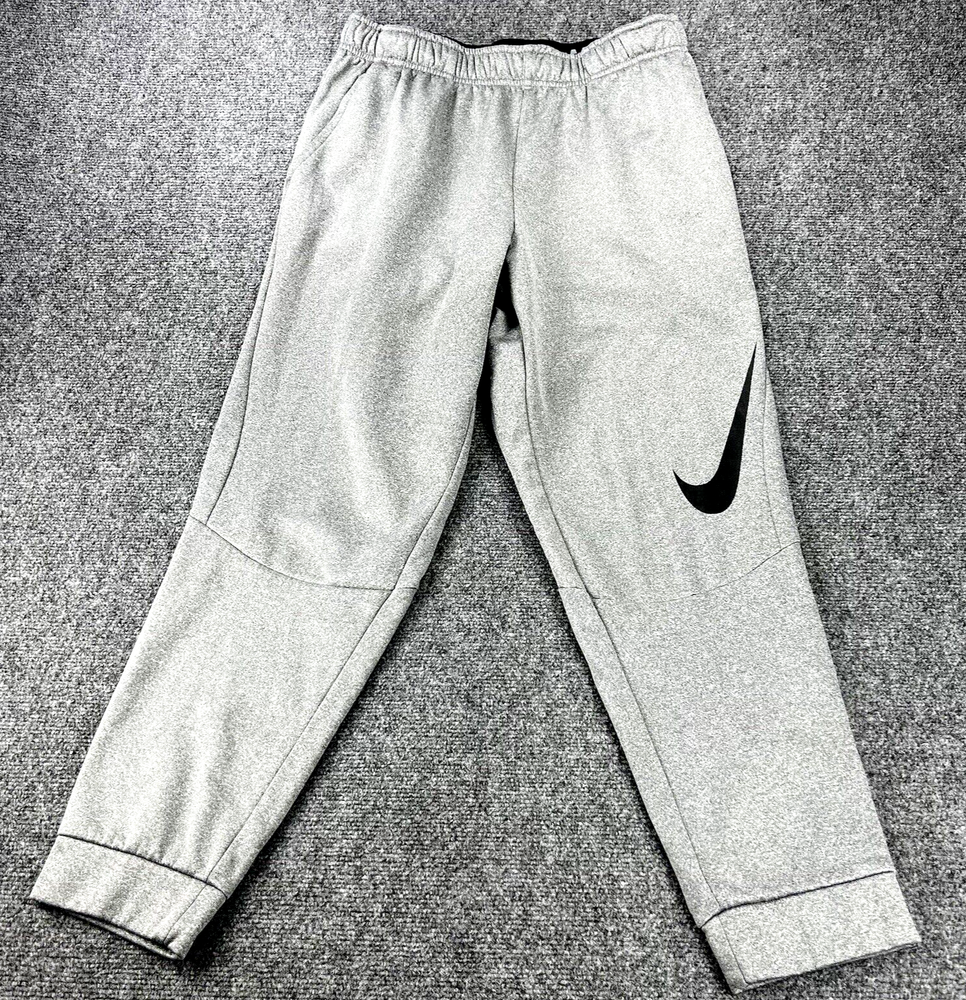 Nike Dri Fit Joggers Mens Large Gray Performance Track Tapered Pants Big Swoosh