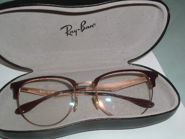 RAY BAN RB6396 5786 53-19/145 BURGUNDY ROSE GOLD EYEGLASSES IN CASE PRE-OWNED