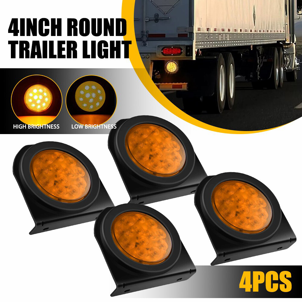 4-Inch 12 LED Amber Side Mount Tail Light Bracket for Trailers and Trucks