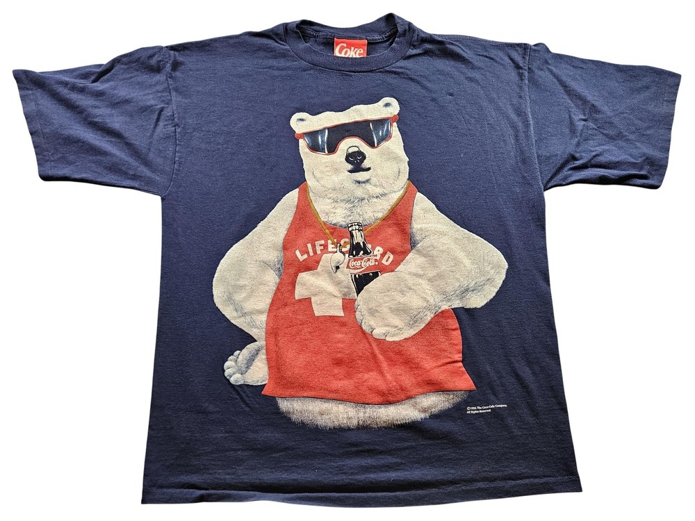 Vintage Coca-Cola Shirt Mens XL Polar Bear Lifeguard 1995 Made USA 90s Tee