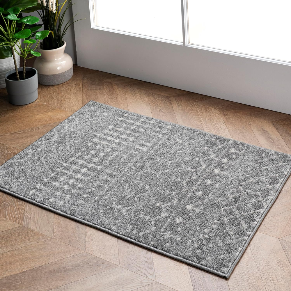Dark Grey Moroccan Blythe 3x5 Area Rug for Boho Chic Decor