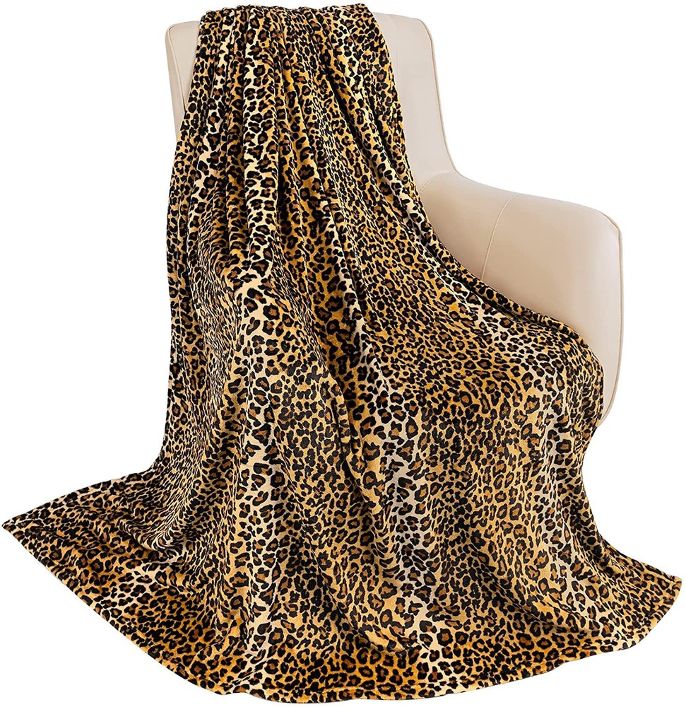 Flannel Fleece Twin Blanket for Couch, Leopard Print Blankets for Adult, Ligh...