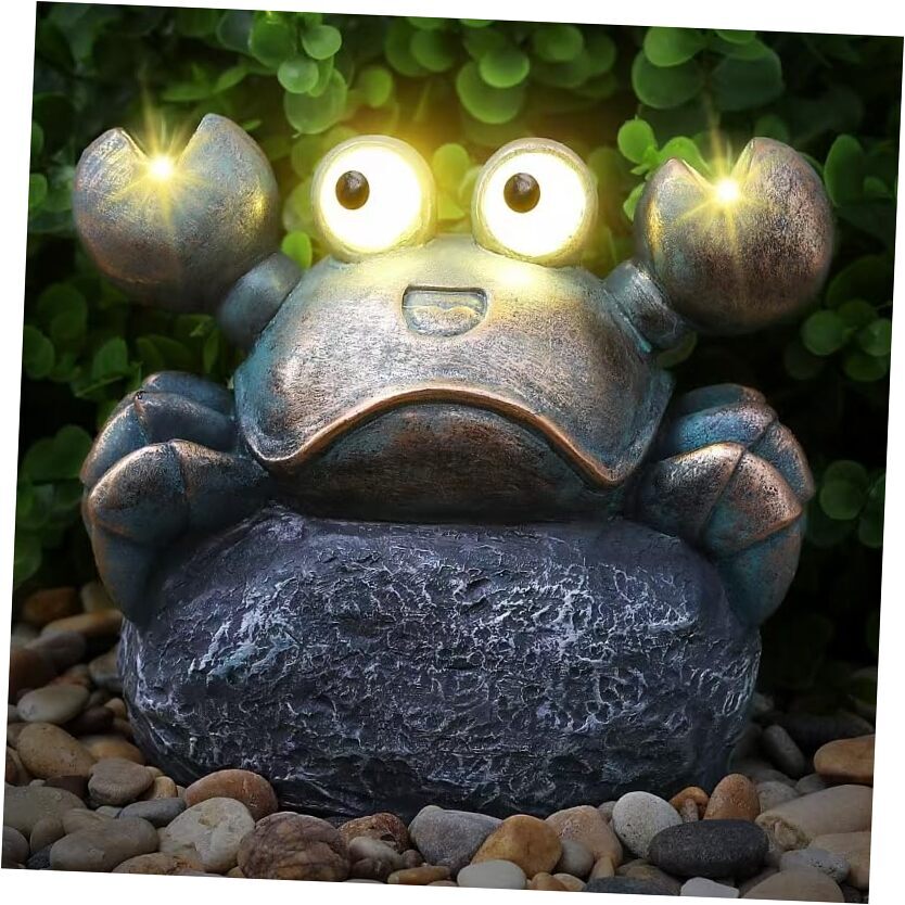 Solar Crab Outdoor Statues for Garden，Outside Decor Yard Art Lawn Ornaments