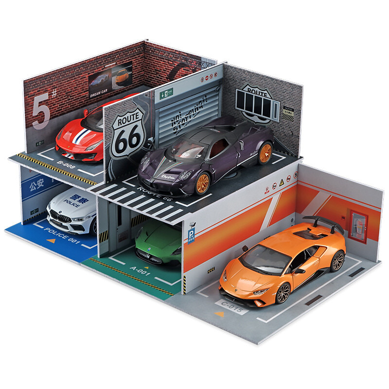 1:24 Diorama Car Parking Lot Model Assembly Car Garage Scene Display Model Toy