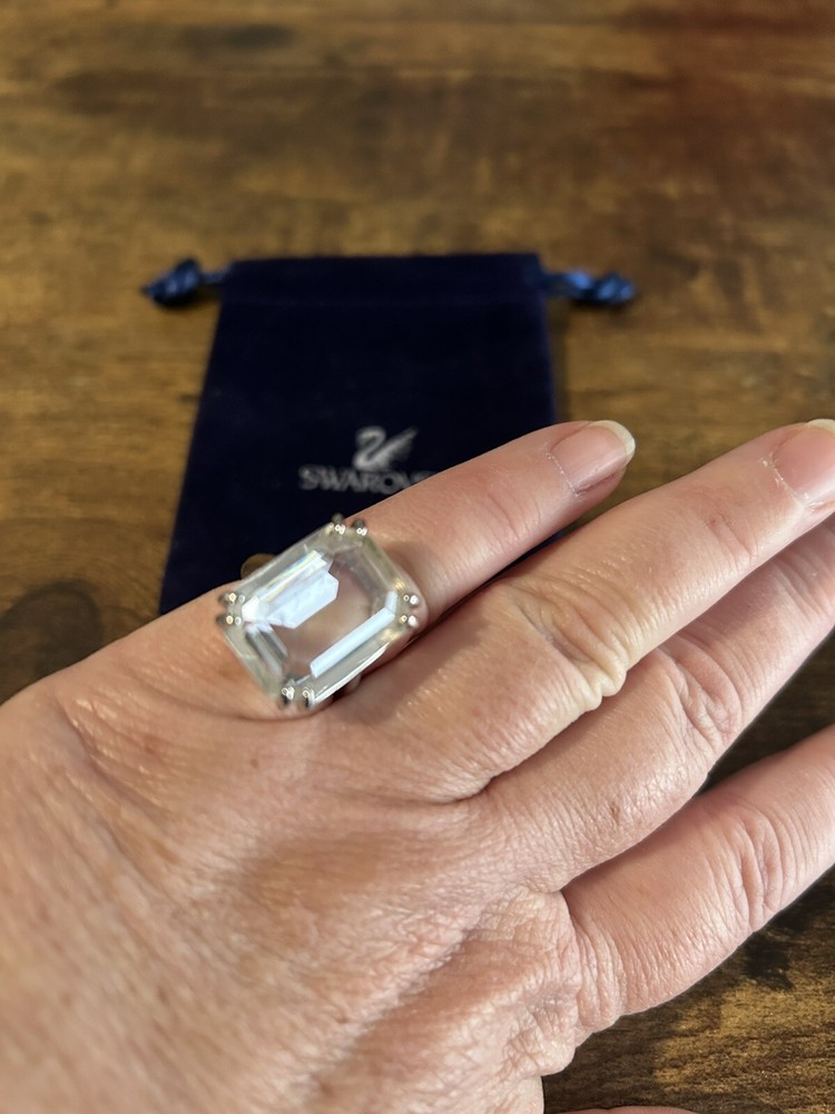 Swarovski Clear Mesmera Rhodium Plated Ring (Size 52) - Pouch Orders £20+